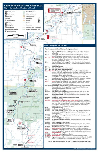 Crow Wing River State Water Trail Map 1 from Eleventh Crow Wing Lake to Nimrod, MNDNR
