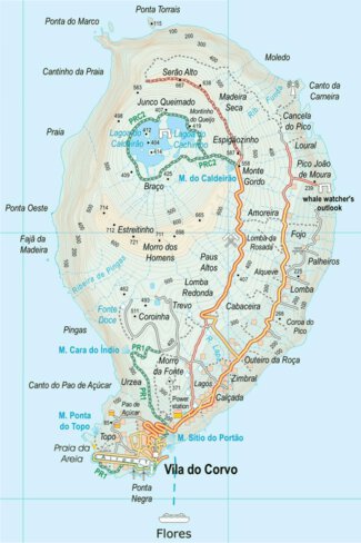 Azores Corvo Tour & Trail Map