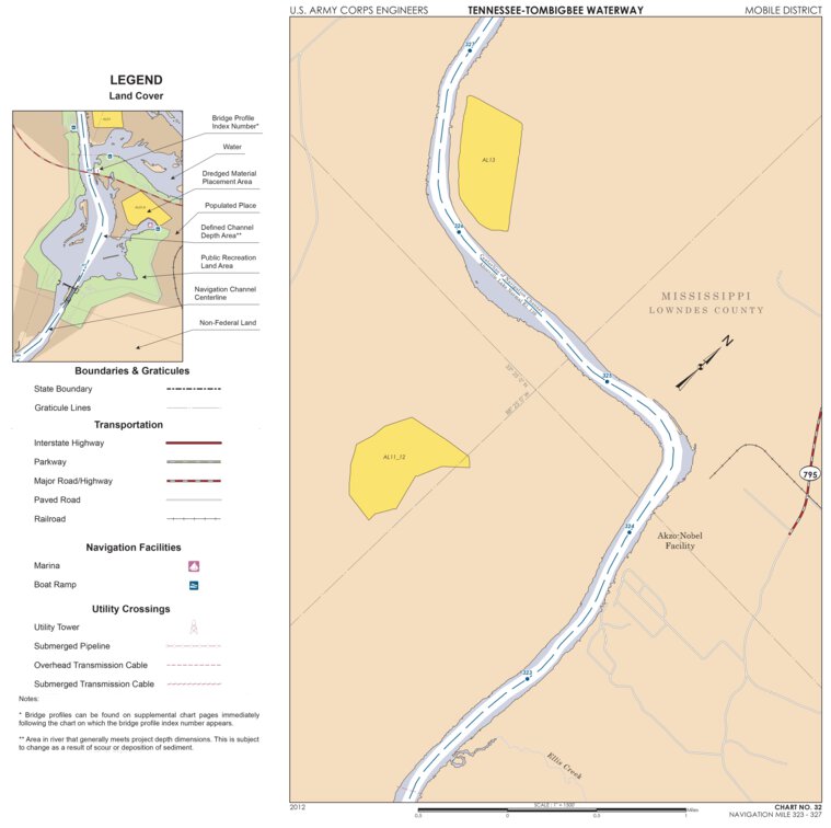 Tennessee-Tombigbee Waterway Chart 32: Historic Miles 323-327 Map by US ...