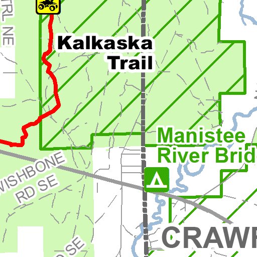 Kalkaska Trail And Route Central Map by MI DNR Avenza Maps