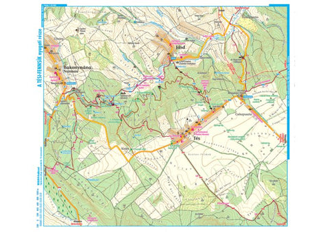 Tési-fennsík (Nyugat), Tés, Jásd, Bakonynána turista-biciklis térkép, tourist-biking map,