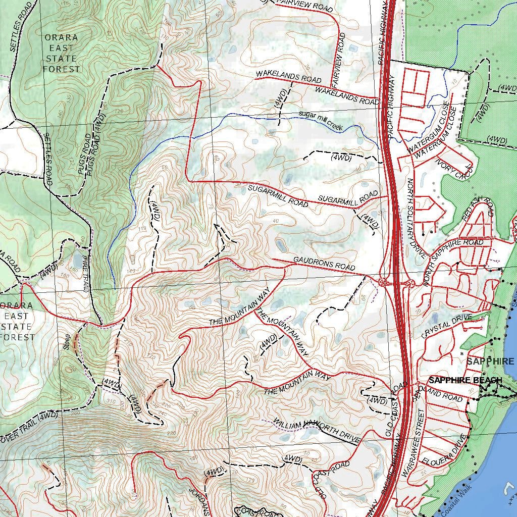 Getlost Map 95374S Moonee Beach NSW Topographic Map V15 125,000 map