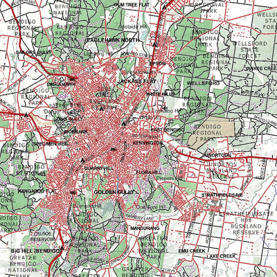 Getlost Map SJ5501 BENDIGO Australia Touring Map V15 1:250,000