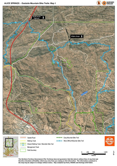 Alice Springs Mountain Bike Trails - Eastside - Map 1