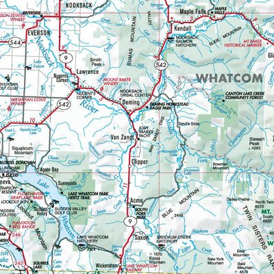 Northwest Washington and Lower Mainland British Columbia Recreation Map
