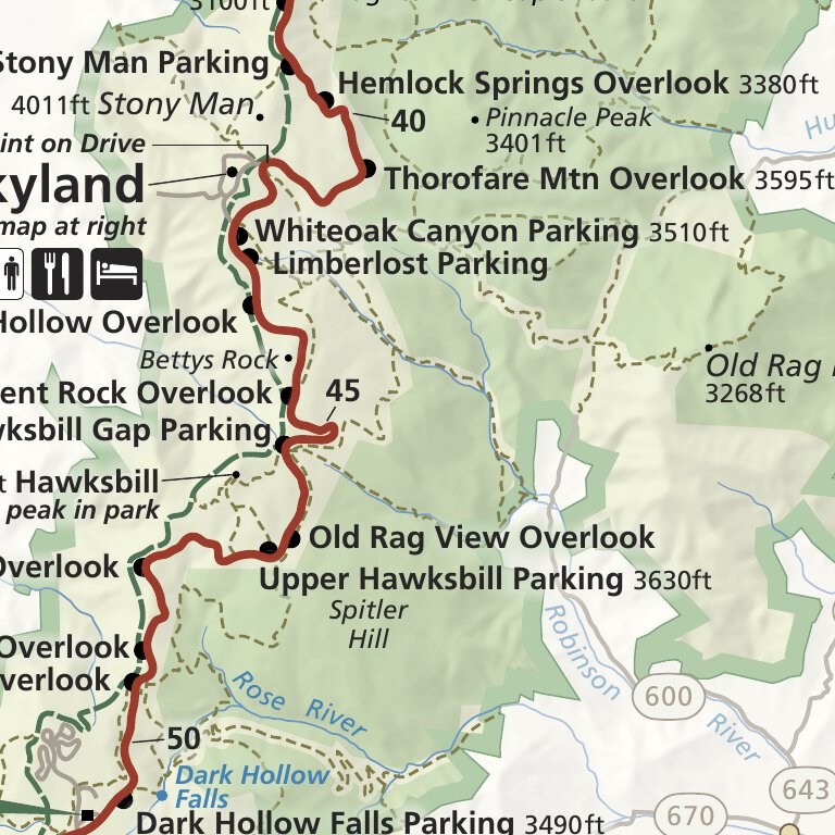 mapa del parque shenandoah