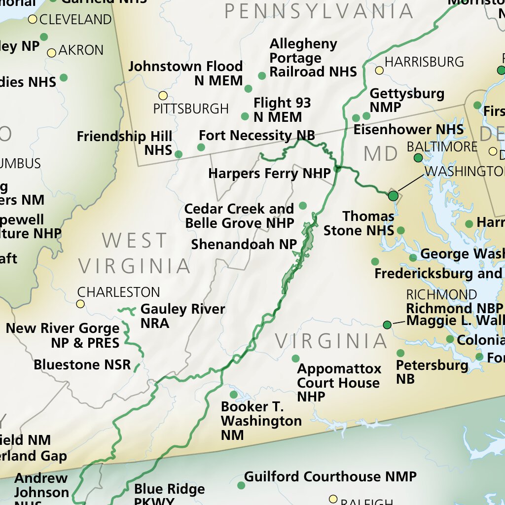 Nps Map Examples US National Park Service Regions Map by US National Park Service ...