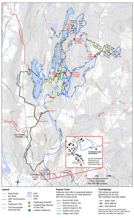 Craftsbury Nordic Trails - Touring Center Inset Map by Craftsbury