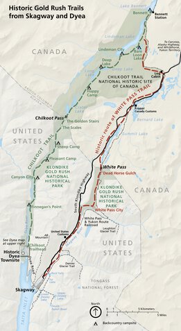 Klondike Gold Rush National Historical Park - Historic Gold Rush Trails Map