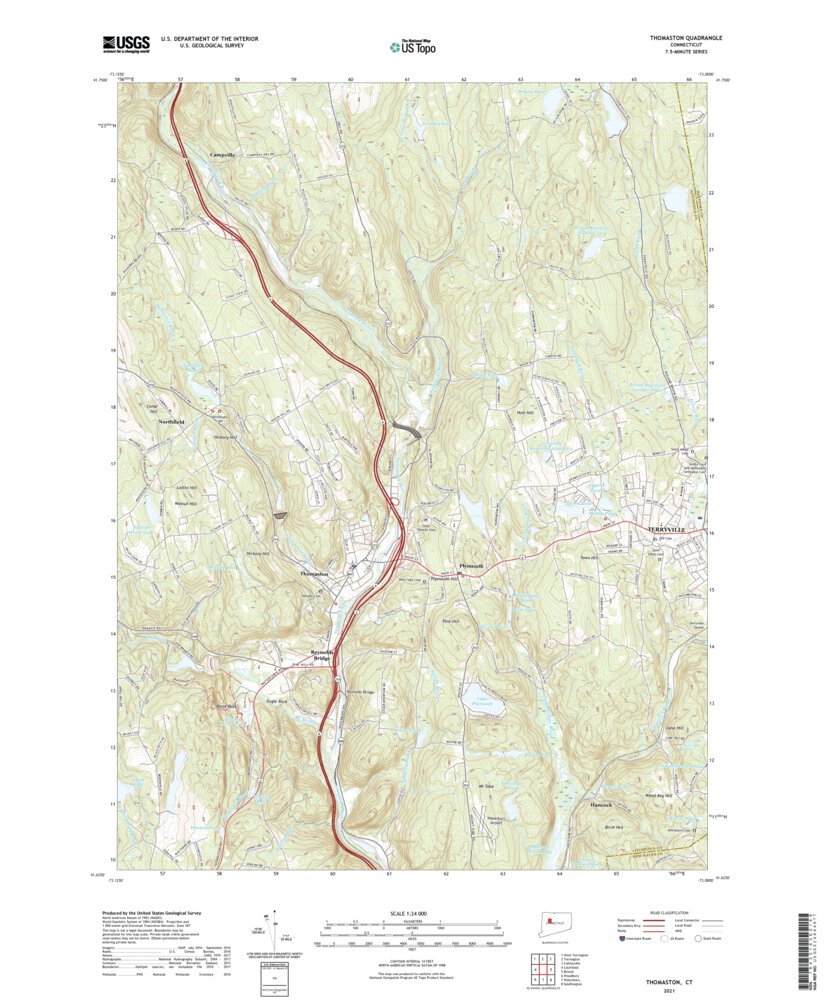 Thomaston, CT (2021, 24000Scale) Map by United States Geological
