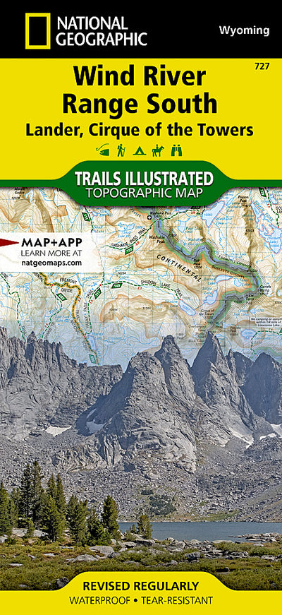 727 :: Wind River Range South Map [Lander, Cirque of the Towers]