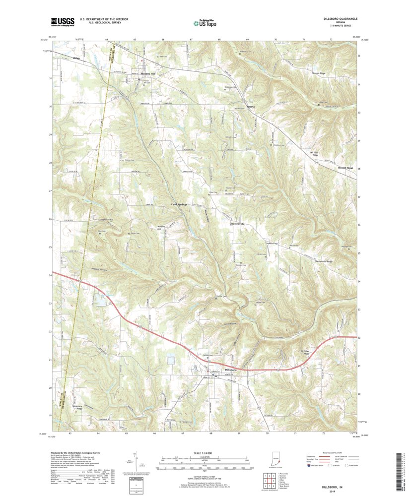 Dillsboro, IN (2019, 24000Scale) Map by United States Geological