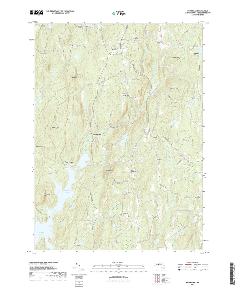 Petersham, MA (2021, 24000Scale) Map by United States Geological