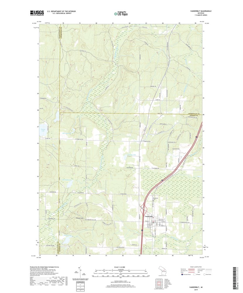Vanderbilt, MI (2019, 24000Scale) Map by United States Geological