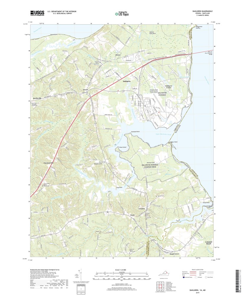 Dahlgren, VA (2019, 24000Scale) Map by United States Geological Survey