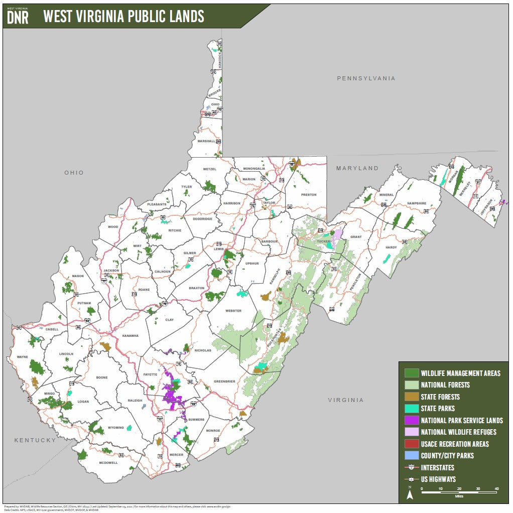 West Virginia Public Lands Map by WV Division of Natural Resources ...