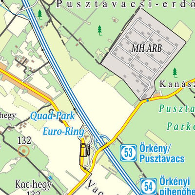 Ország közepe turistaút (Pusztavacs)turista- és biciklis térkép