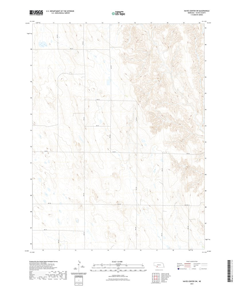 Hayes Center SW, NE (2021, 24000Scale) Map by United States Geological