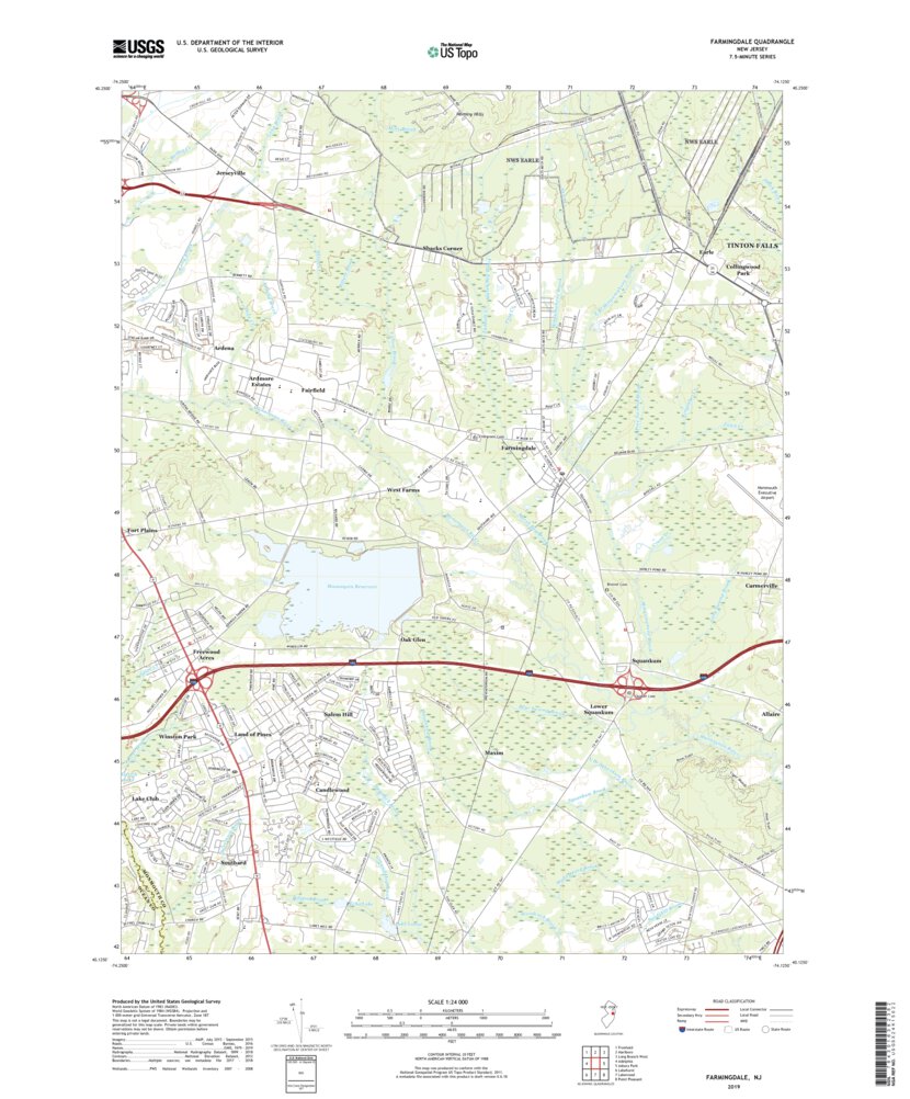 Farmingdale, NJ (2019, 24000Scale) Map by United States Geological Survey Avenza Maps