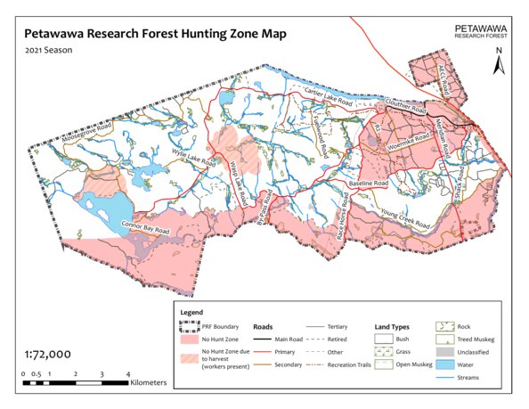 2021 PRF No Hunt Zones Map by The Petawawa Research Forest | Avenza Maps