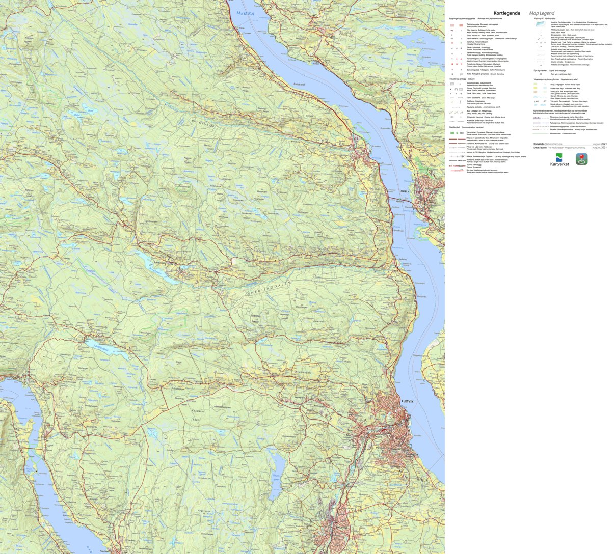 Municipality of Gjøvik Map by The Norwegian Mapping Authority | Avenza Maps