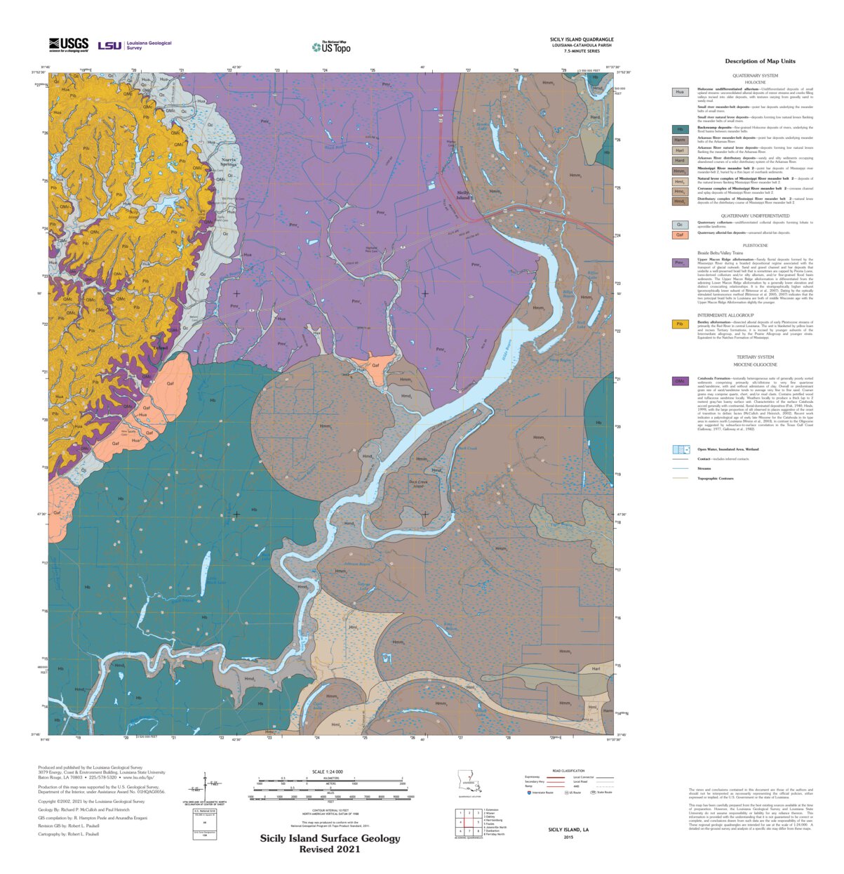 Sicily Island Surface Geology 2021 map by Louisiana Geological Survey (LSU) Avenza Maps