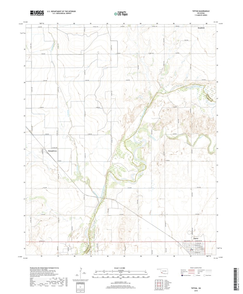Tipton, OK (2018, 24000Scale) Map by United States Geological Survey Avenza Maps