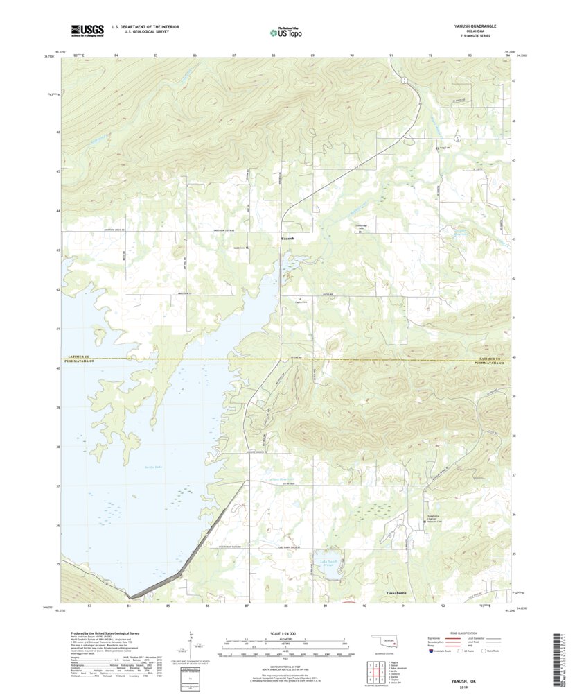 Yanush, OK (2019, 24000Scale) Map by United States Geological Survey Avenza Maps