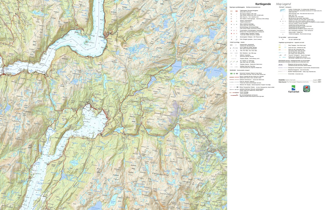 Municipality of Samnanger Map by The Norwegian Mapping Authority ...
