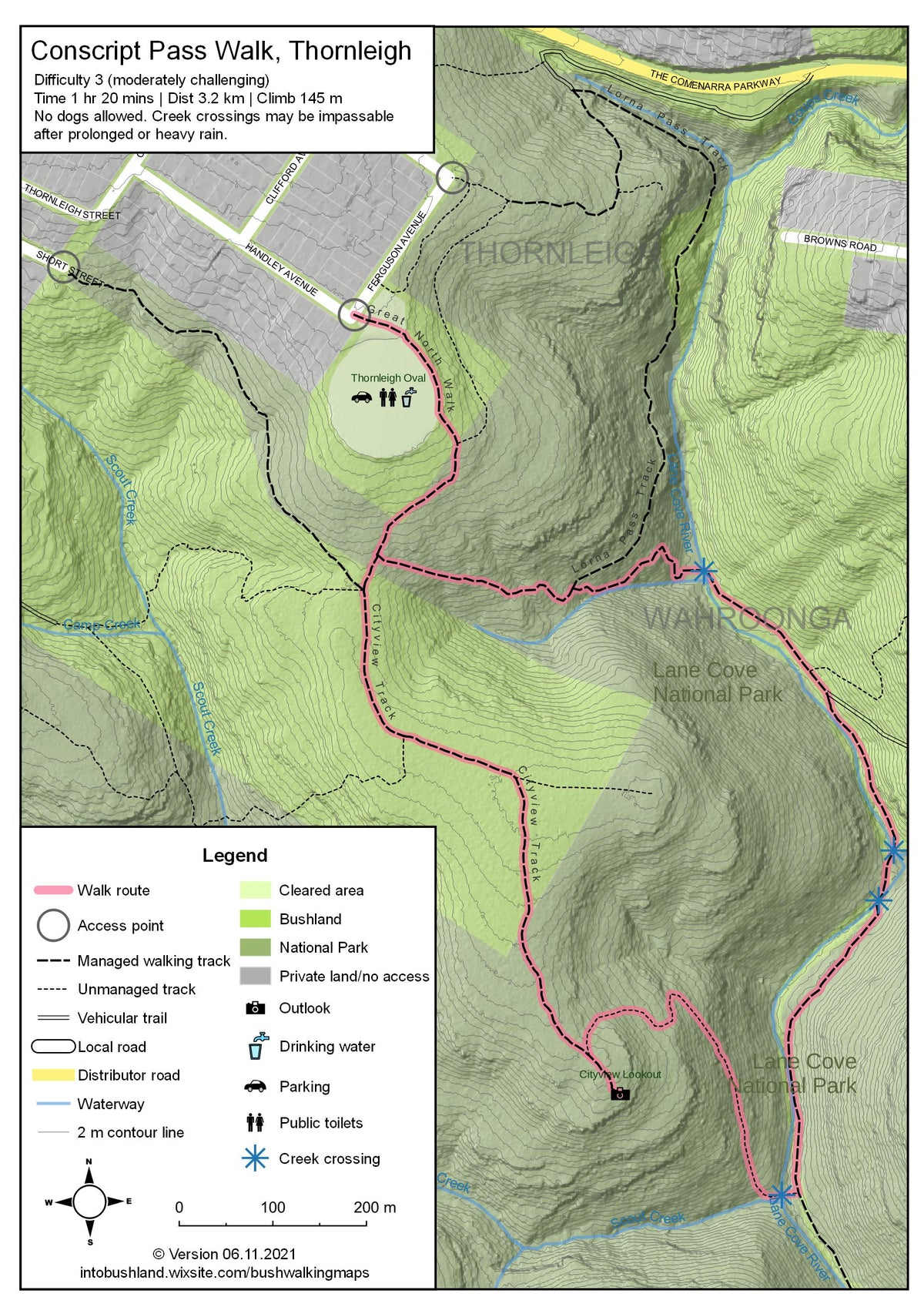 Conscript Pass Walk, Thornleigh Map by Sydney Bushwalking Maps | Avenza ...