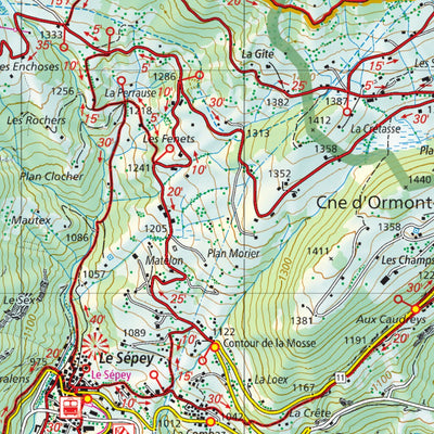 Aigle-Leysin-Col des Mosses, 1:25'000, Hiking Map