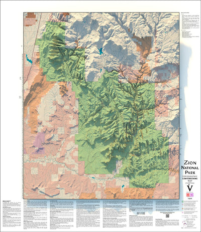 Zion National Park Topographic Canyoneering Map