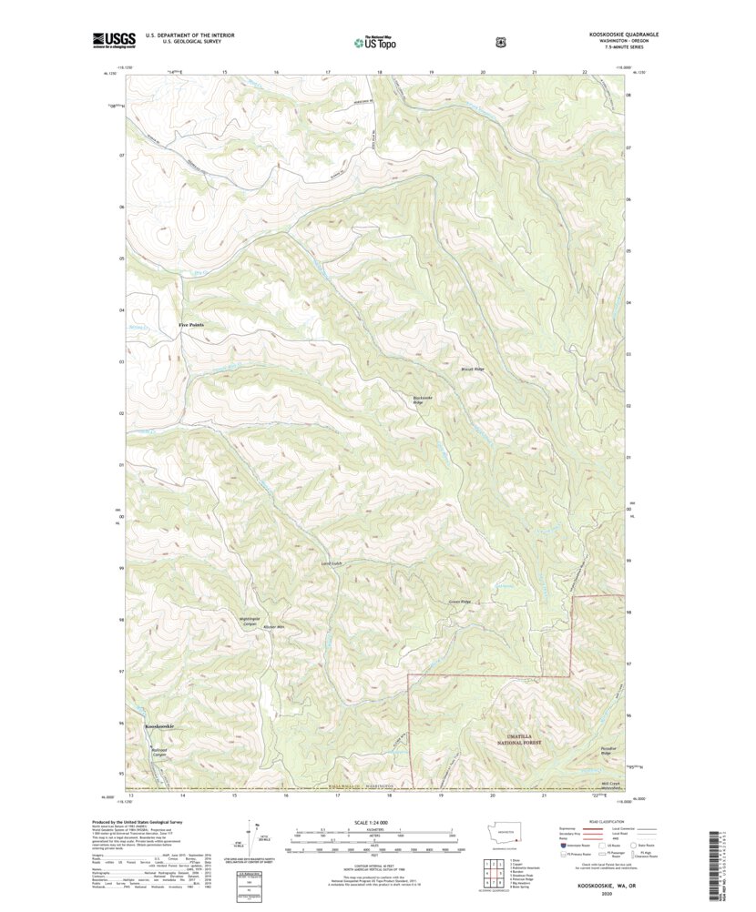 Kooskooskie, WA (2020, 24000Scale) Map by United States Geological