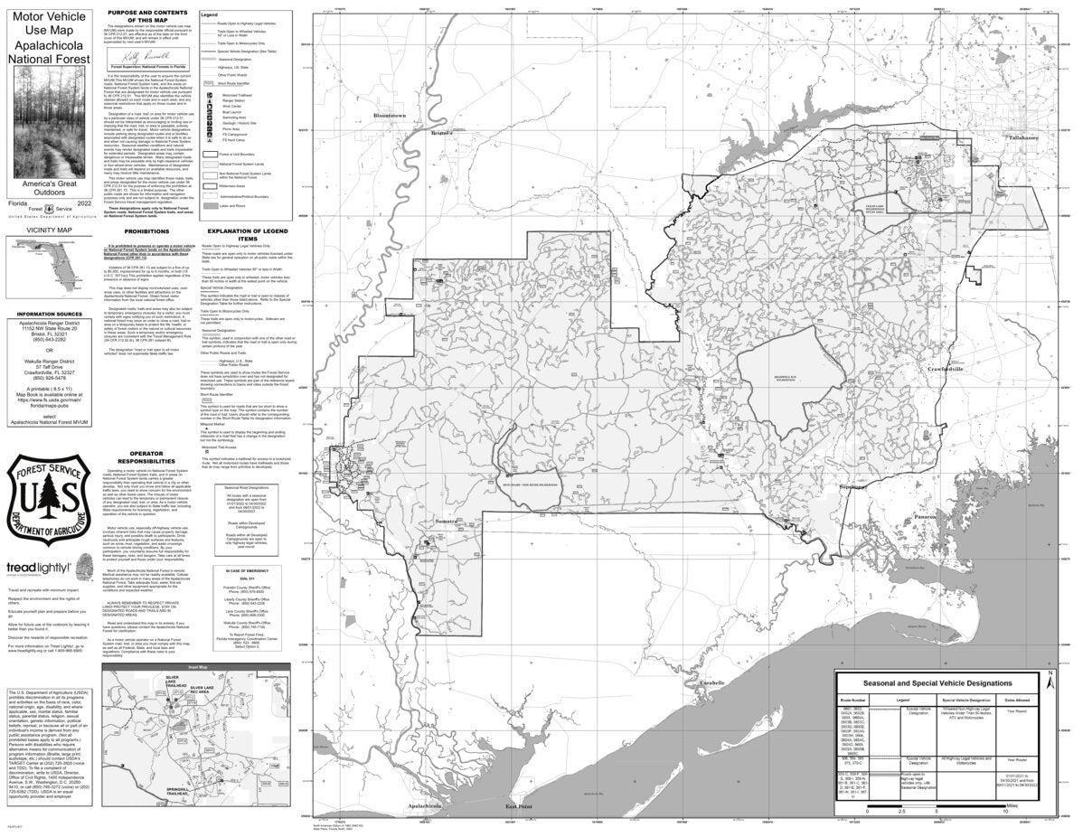 Motor Vehicle Use Map, MVUM, Apalachicola National Forest by US Forest