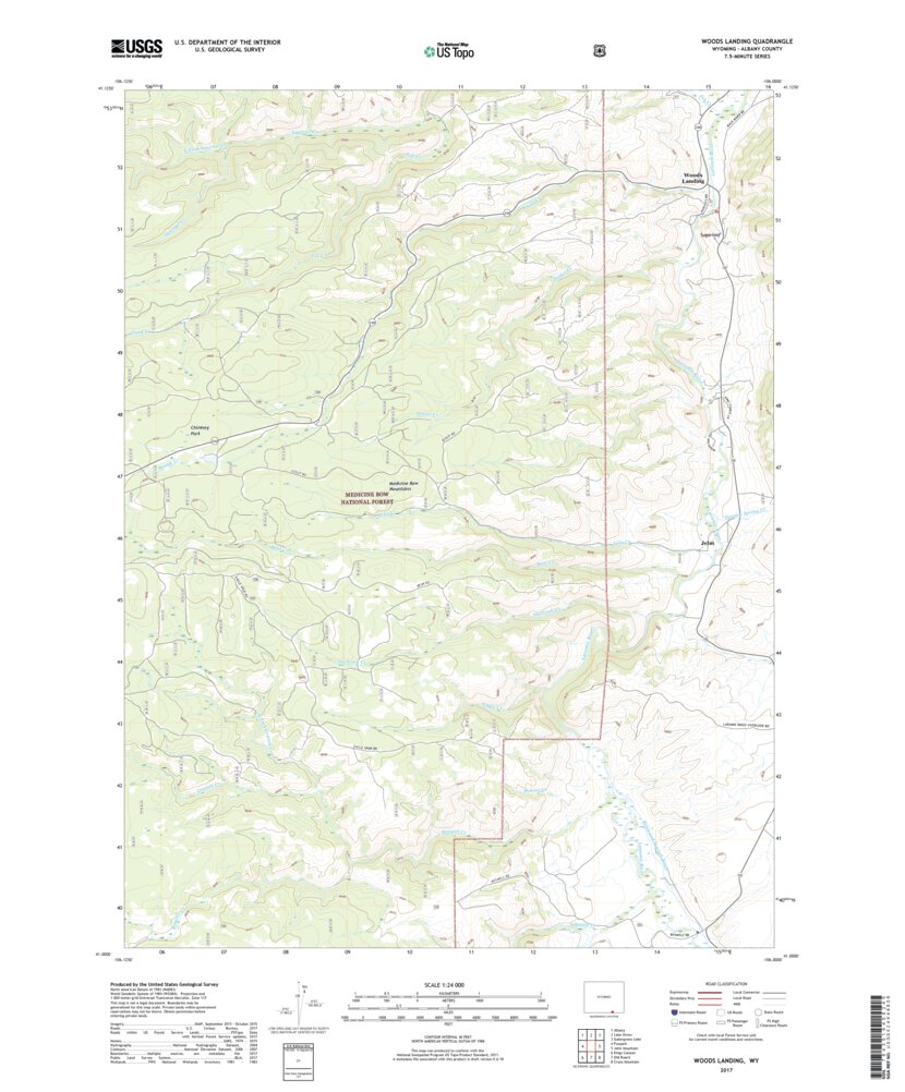 Woods Landing, WY (2017, 24000Scale) Map by United States Geological