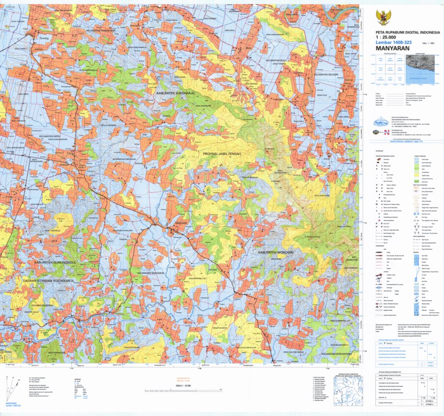 Manyaran (1408-323) Map by Badan Informasi Geospasial | Avenza Maps