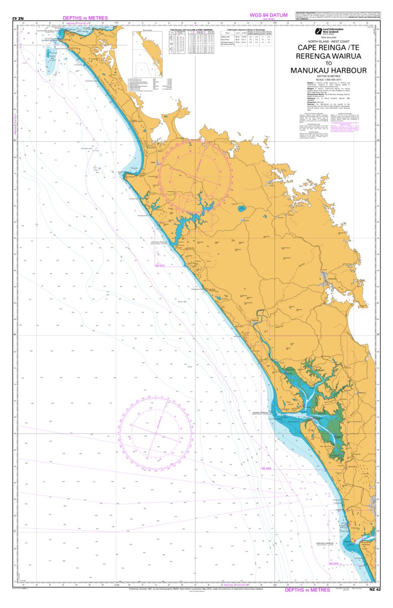 Cape Reinga to Manukau Harbour Map by Land Information New Zealand