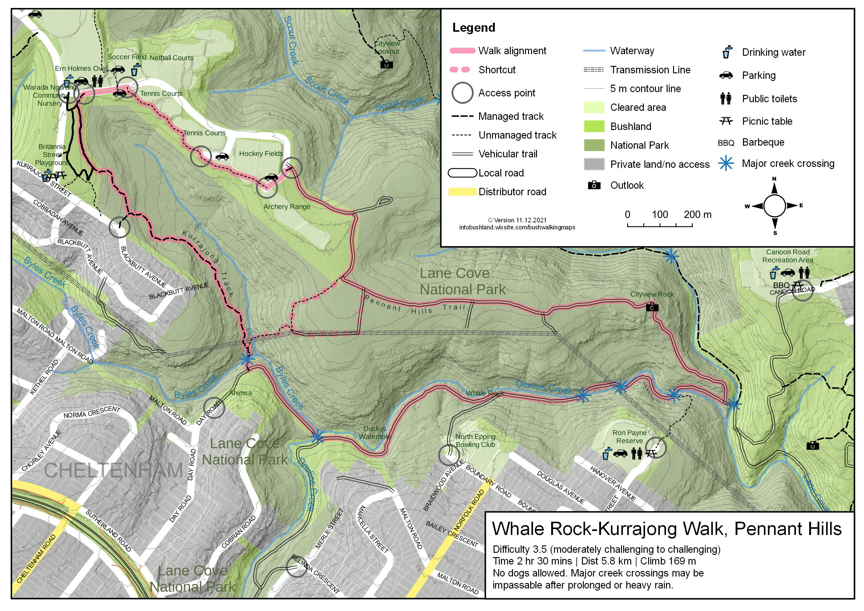 Whale RockKurrajong Walk, Pennant Hills Map by Sydney Bushwalking Maps
