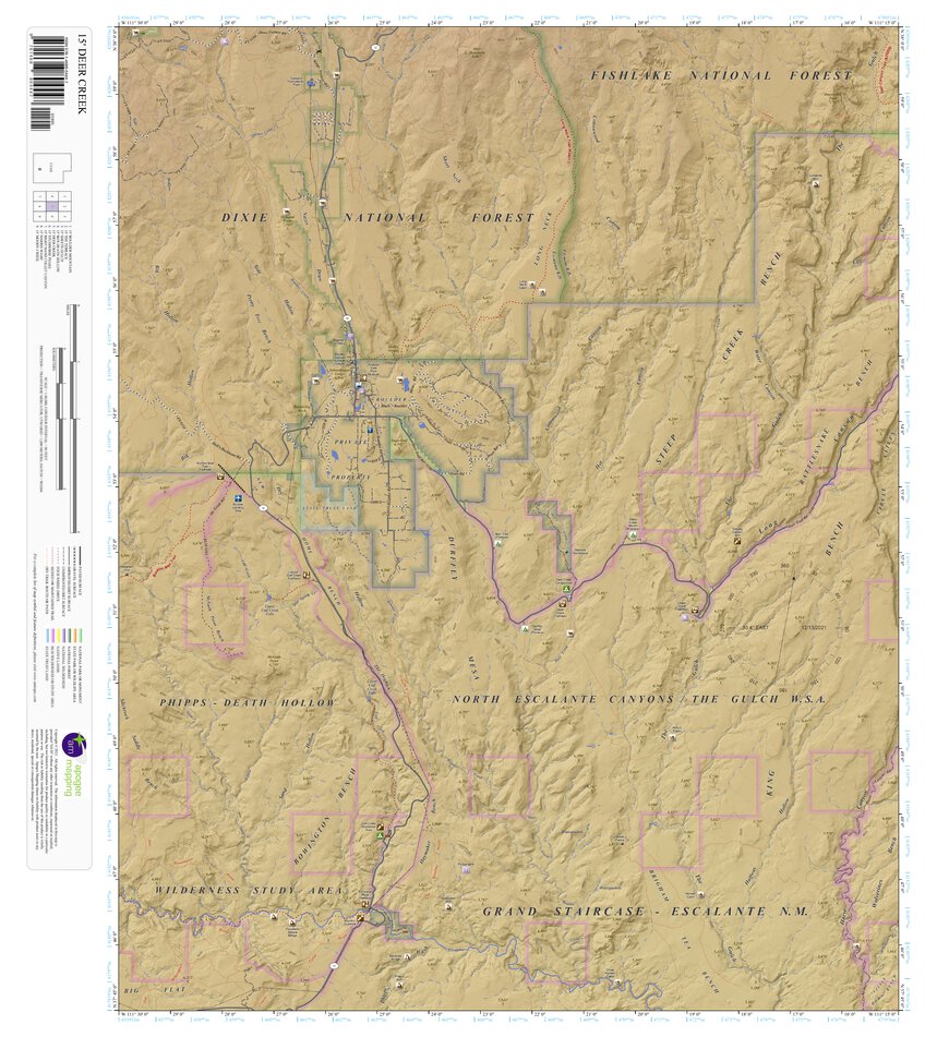 Deer Creek, Utah 15 Minute Topographic Map Color Hillshade map by