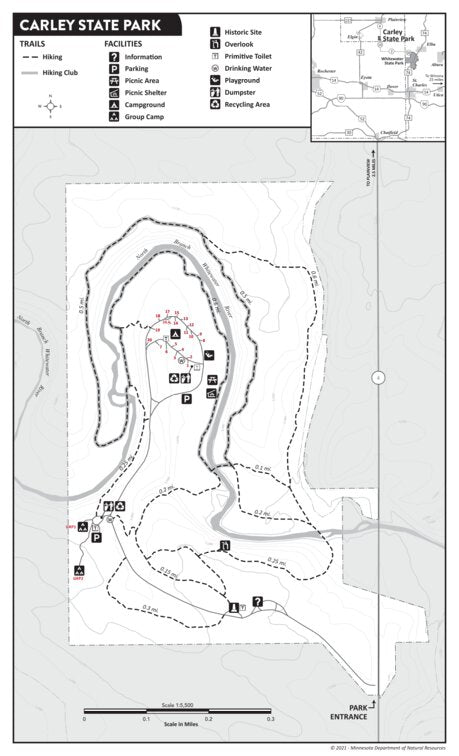 Carley State Park map by Minnesota Department of Natural Resources 