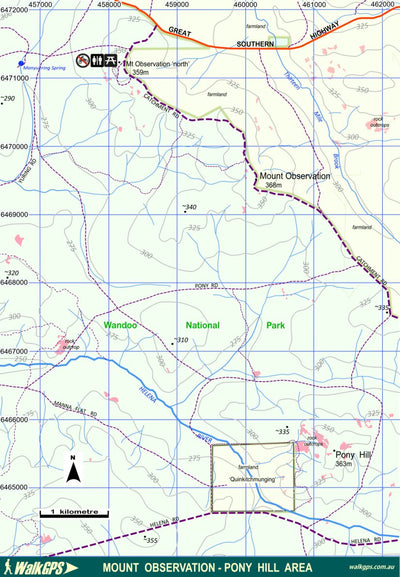 WalkGPS - Mount Observation-Pony Hill Walk Area - Darling Range