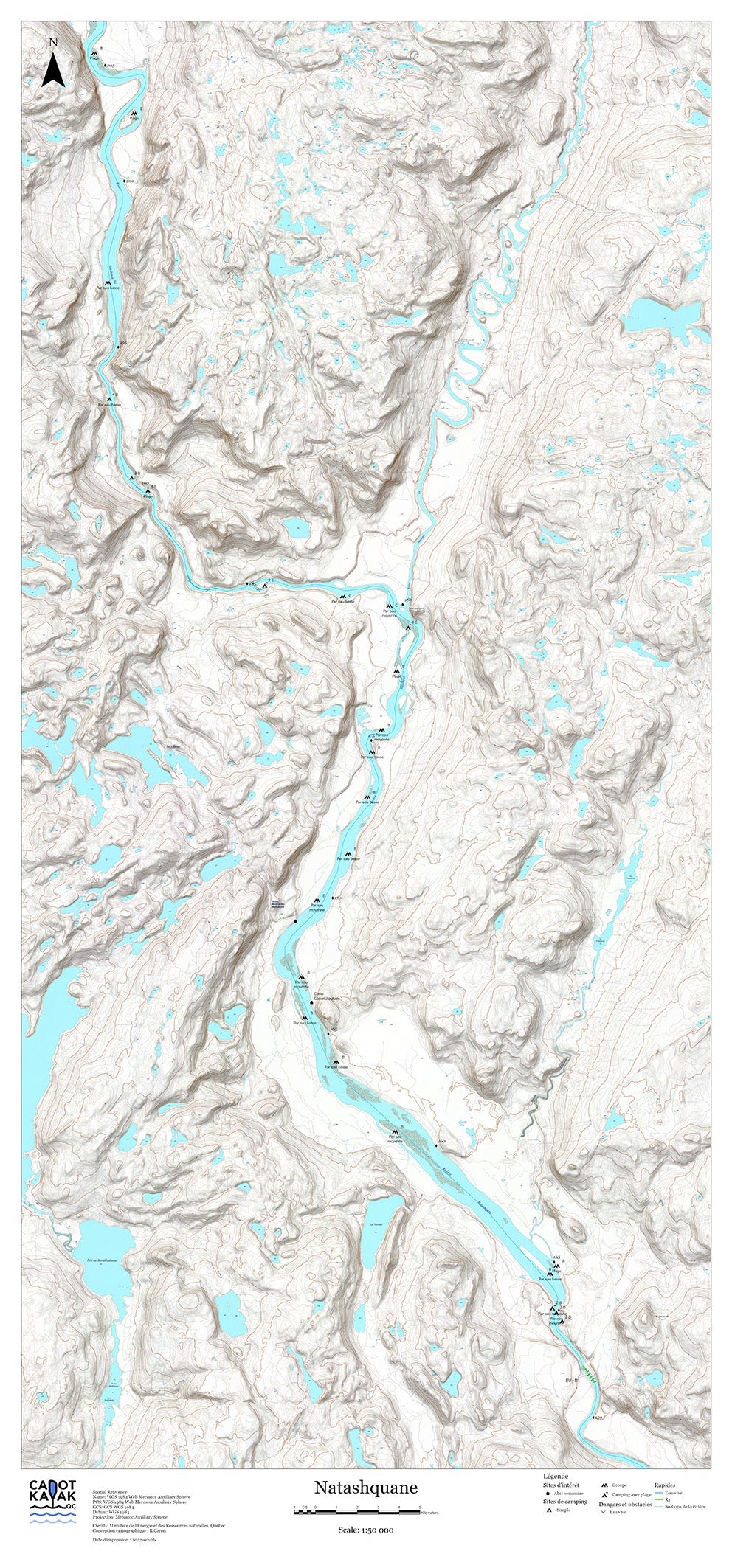 Rivière Natashquan Map by Canot Kayak Quebec Avenza Maps