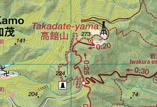 Takadate-yama 高館山 Hiking Map (Tohoku, Japan) 1:25,000 by 