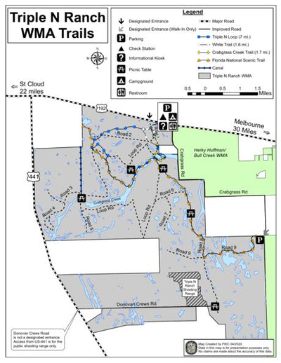 Triple R Ranch Map Triple N Ranch WMA Trail Map by Florida Fish and Wildlife Conservation ...