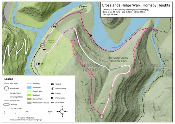 Crosslands Ridge Walk Map by Sydney Bushwalking Maps | Avenza Maps