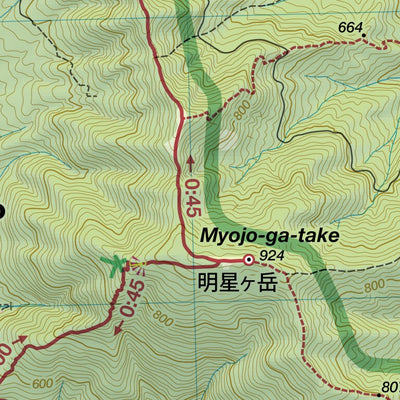 Myojin-ga-dake 明神ヶ岳 Myojo-ga-take 明星ヶ岳 Hiking Map (Kanto, Japan) 1:25,000