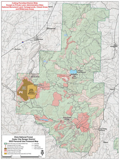 Dixie National Forest Cedar City Ranger District Firewood Map 2022