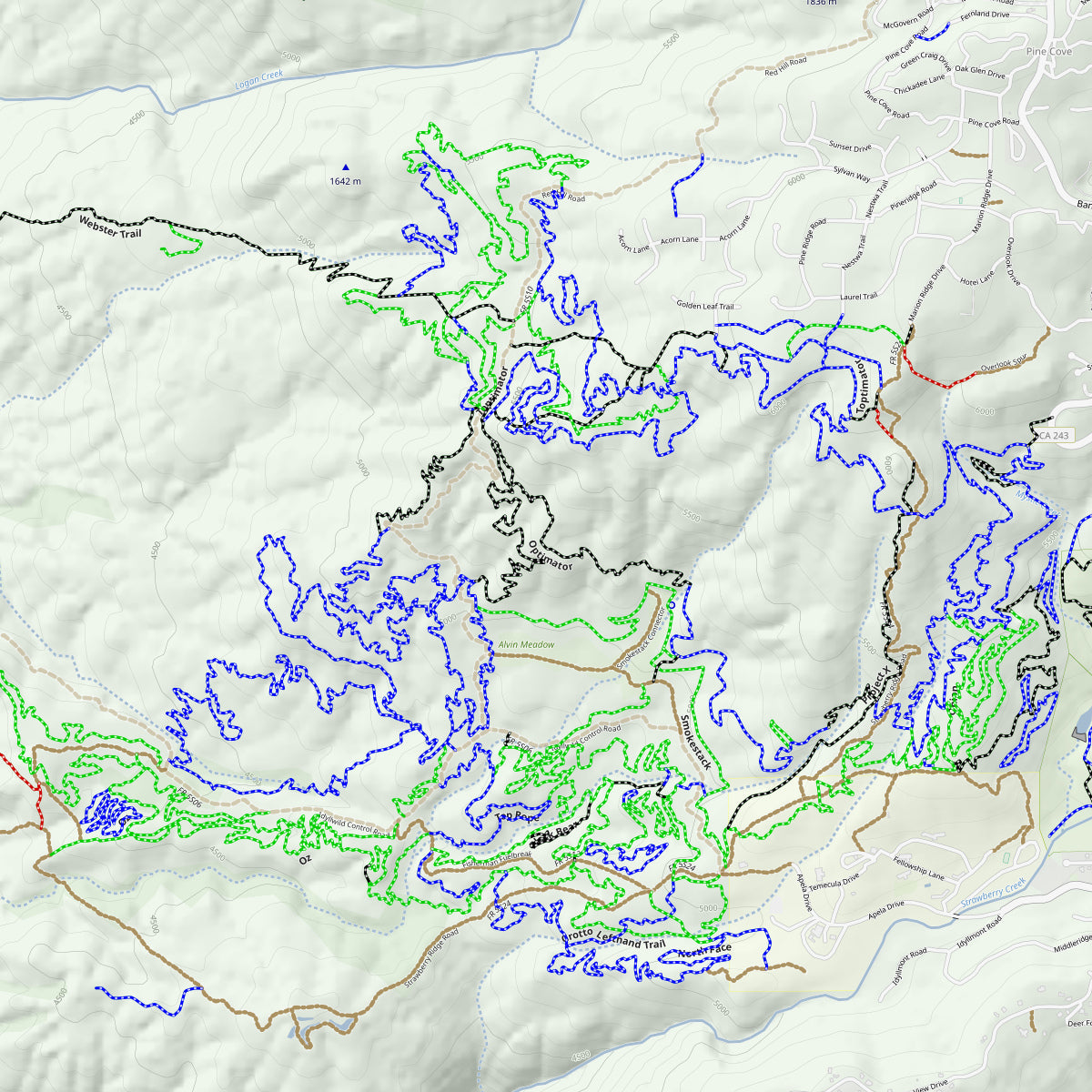 Idyllwild and Palm Springs - Trail Steepness Map by Orbital View, Inc ...