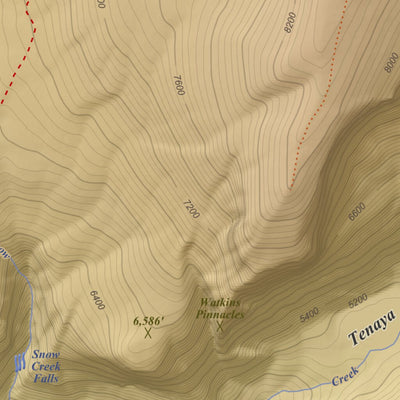 Yosemite Falls, California 7.5 Minute Topographic Map - Color Hillshade