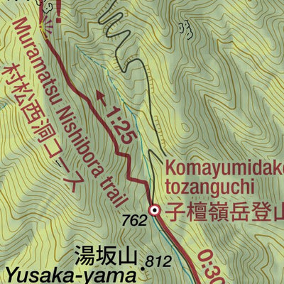 Komayumi-dake 子檀嶺岳 Hiking Map (Chubu, Japan) 1:25,000